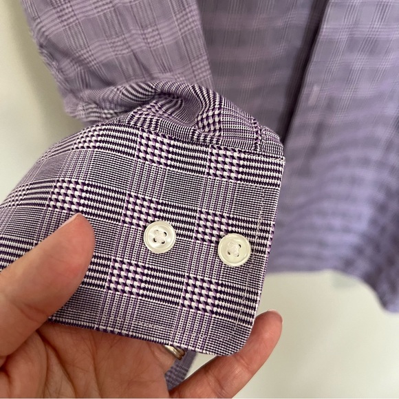 Men’s Boss Purple Windowpane Button Down Dress Shirt - 16 Sharp Fit - Picture 3 of 9